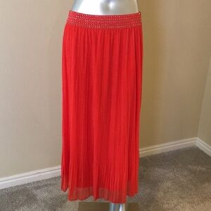 Metrowear | Pleated Orange Midi Skirt